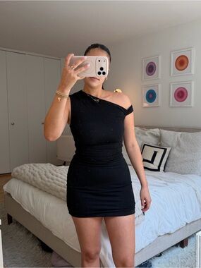 Princess Polly Black One-Shoulder Drape Bodycon Mini Dress